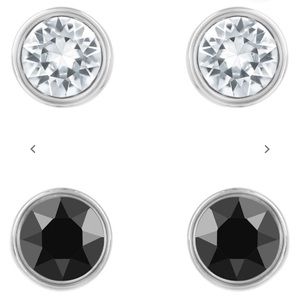 Swarovski Stud Earrings Set, Rhodium Black Clear